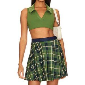 NWT WeWoreWhat Revolve Active Skort Green Blue Plaid Tennis Pickleball Gym
